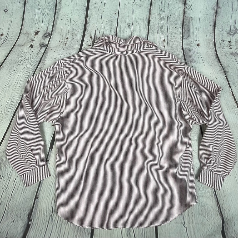 Tap & Co women's striped cotton button up long sleeve shirt, size L - Picture 9 of 10